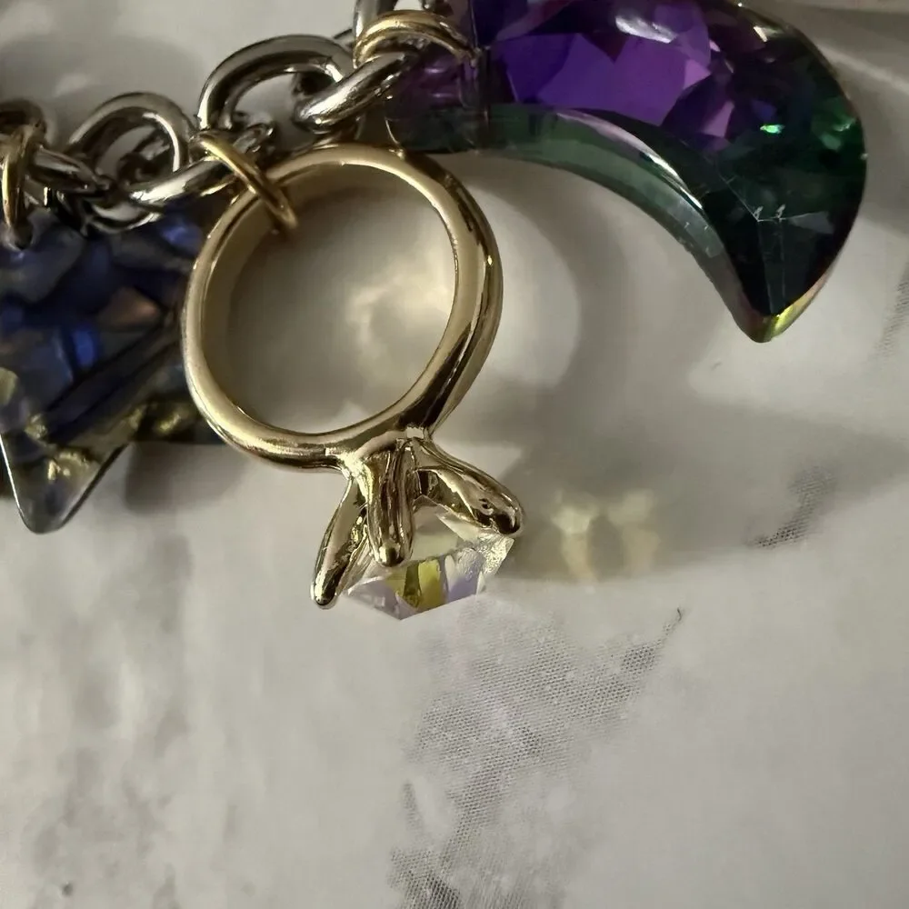 Betsey Johnson Charm Bracelet Oyster Olives Engagement Ring Stars Moon High Heel